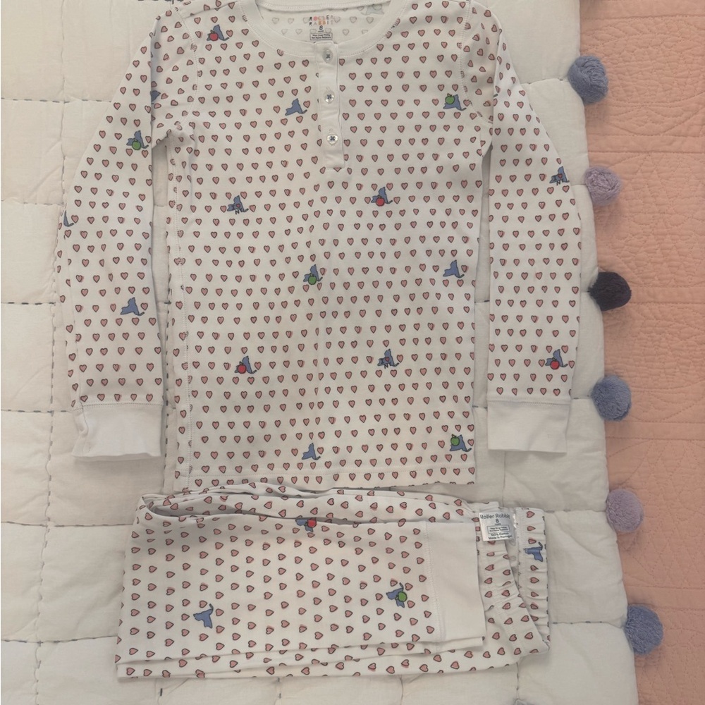 Roller Rabbit NY White and Red Heart Pajama Set LIMITED EDITION